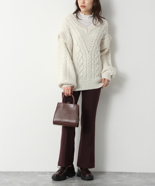 Heather（ヘザー）の「シアーテレコハイネックトップス　921185（Tシャツ/カットソー・レディース・ホワイト/ブラック/グレー系その他/ホワイト系その他5/ベージュ/グリーン系その他3/グレー/ピンク/グレー系その他2/グリーン/ネイビー・FREE）」の20枚目の写真