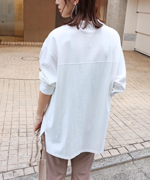 andme(アンドミー)の「USAコットン長袖フットボールTシャツ(Tシャツ/カットソー・レディース・チャコールグレー/ブラック/ベージュ/オフホワイト/キナリ・M)」の8枚目の写真