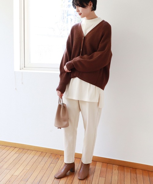 andme(アンドミー)の「USAコットン長袖フットボールTシャツ(Tシャツ/カットソー・レディース・チャコールグレー/ブラック/ベージュ/オフホワイト/キナリ・M)」の14枚目の写真