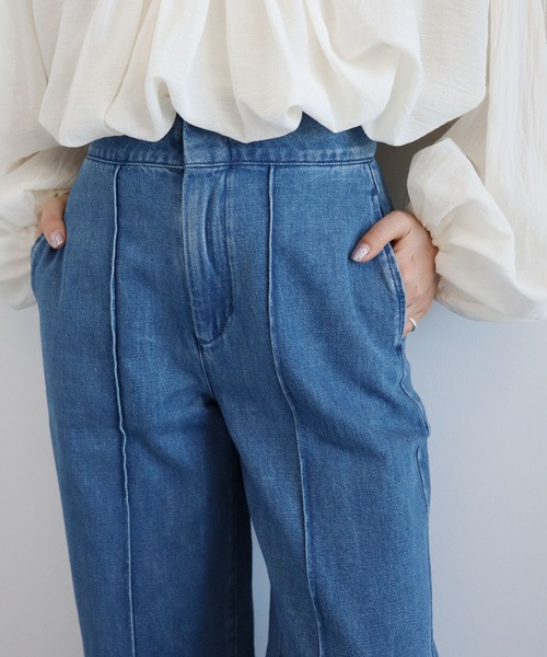 ハイウエストタックデニムパンツ  インディゴ AMERICAN HOLIC（アメリカンホリック）の「ハイウエストセンター