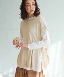 SET2点 配色ステッチベスト+ロンT＊