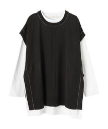 Green　Parks | SET2点 配色ステッチベスト+ロンT＊(ベスト)