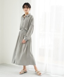Editt by YECCA VECCA | シャーリングギャザーシャツワンピース　＊(ワンピース)
