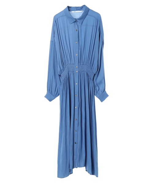 Editt by YECCA VECCA（エディットバイイェッカヴェッカ）の「シャーリングギャザーシャツワンピース　＊（ワンピース・レディース・グレー/ブルー/ネイビー・FREE）」の15枚目の写真