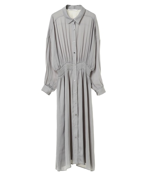 Editt by YECCA VECCA（エディットバイイェッカヴェッカ）の「シャーリングギャザーシャツワンピース　＊（ワンピース・レディース・グレー/ブルー/ネイビー・FREE）」の11枚目の写真