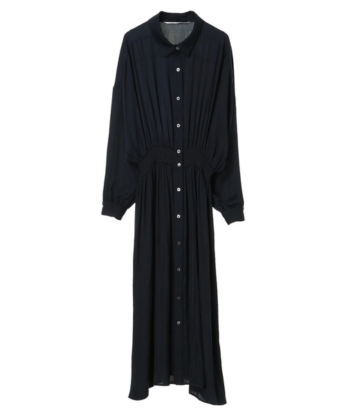 Editt by YECCA VECCA（エディットバイイェッカヴェッカ）の「シャーリングギャザーシャツワンピース　＊（ワンピース・レディース・グレー/ブルー/ネイビー・FREE）」の13枚目の写真