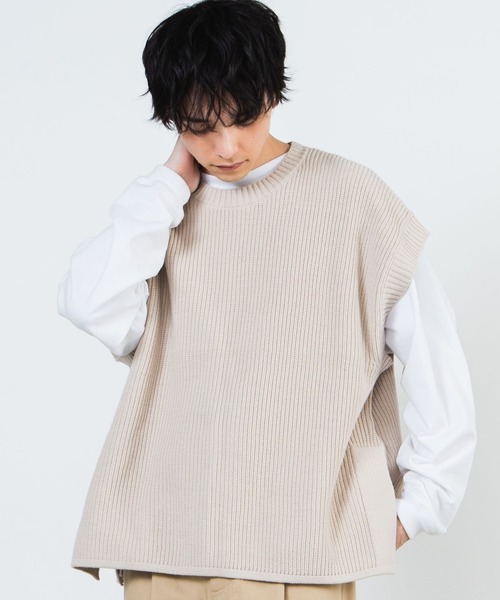 WEGO（ウィゴー）の「WEGO/サイドスリットベスト（ベスト・メンズ・サックスブルー/ベージュ/ライトグレー/ブラック・MEDIUM/LARGE）」の3枚目の写真