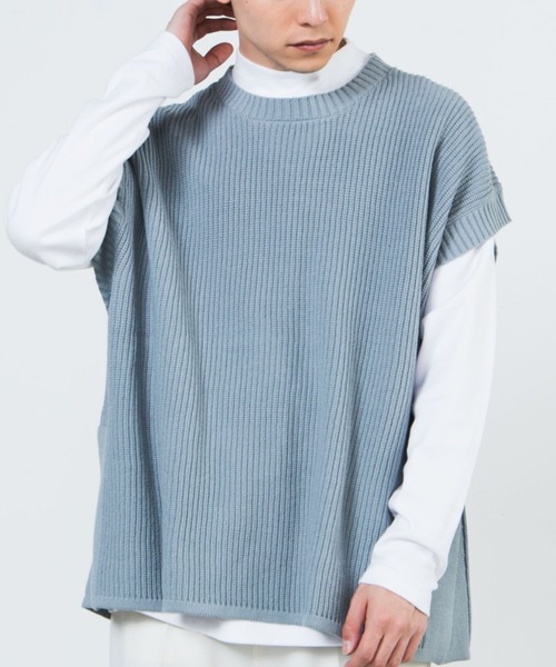 WEGO（ウィゴー）の「WEGO/サイドスリットベスト（ベスト・メンズ・サックスブルー/ベージュ/ライトグレー/ブラック・MEDIUM/LARGE）」の4枚目の写真