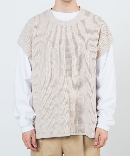 WEGO（ウィゴー）の「WEGO/サイドスリットベスト（ベスト・メンズ・サックスブルー/ベージュ/ライトグレー/ブラック・MEDIUM/LARGE）」の18枚目の写真