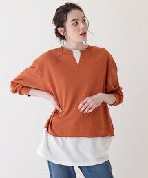 Cutie Blonde | 【S-L】キーネックレイヤード風プルオーバー(スウェット)