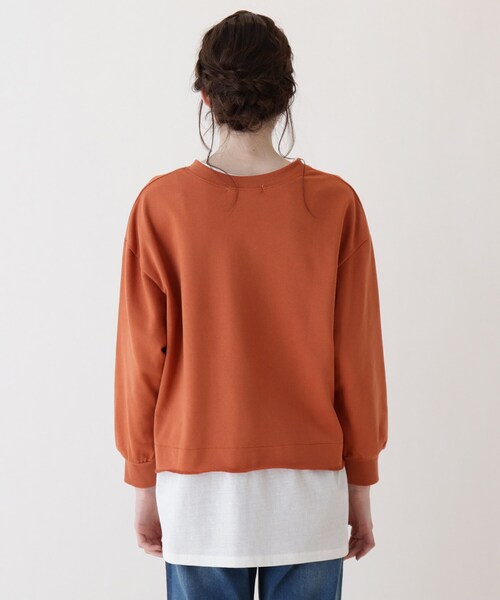 Cutie Blonde（キューティーブロンド）の「◆【S-L】キーネックレイヤード風プルオーバー（スウェット・レディース・ライトベージュ/チャコールグレー/カーキ/ダークオレンジ・02/01/03）」の7枚目の写真