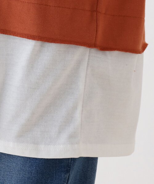 Cutie Blonde（キューティーブロンド）の「◆【S-L】キーネックレイヤード風プルオーバー（スウェット・レディース・ライトベージュ/チャコールグレー/カーキ/ダークオレンジ・02/01/03）」の16枚目の写真