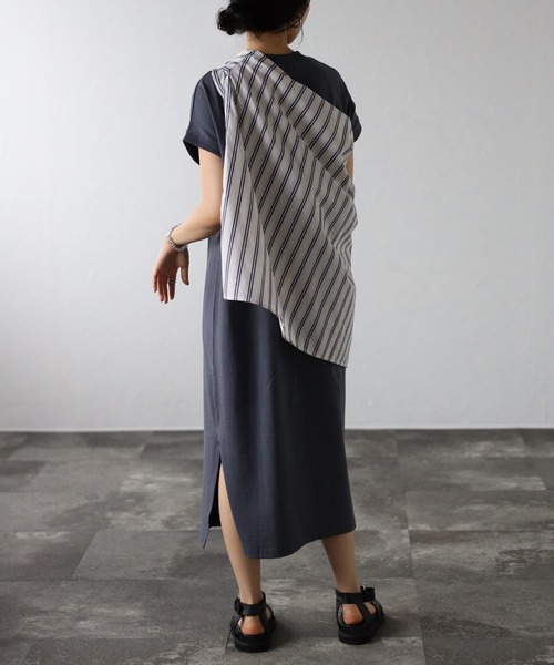 Fizz(フィズ)の「【Fizz/フィズ】 プチハイネック フレンチスリーブTシャツワンピース(ワンピース・レディース・グレイッシュベージュ/ブラック×ホワイト/ホワイト×ネイビー/パープル/ベージュ/ホワイト/サックスブルー/ブルー/ブラック/モカ/アイボリー・M)」の22枚目の写真