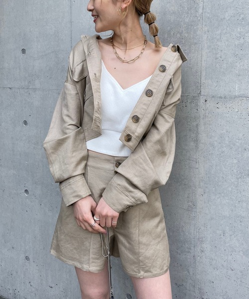 SPIRALGIRL(スパイラルガール)の「リネン混ショートパンツ(その他パンツ・レディース・グリーン/ベージュ/オフホワイト・FREE)」の2枚目の写真
