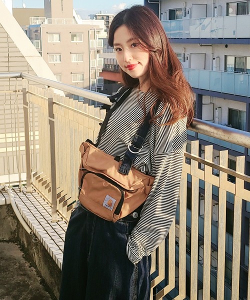 WESTSEA(ウエストシー)の「ドルマンスリーブ ボーダー 長袖Tシャツ(Tシャツ/カットソー・レディース・オレンジ/ブラック/ミント・FREE)」の2枚目の写真