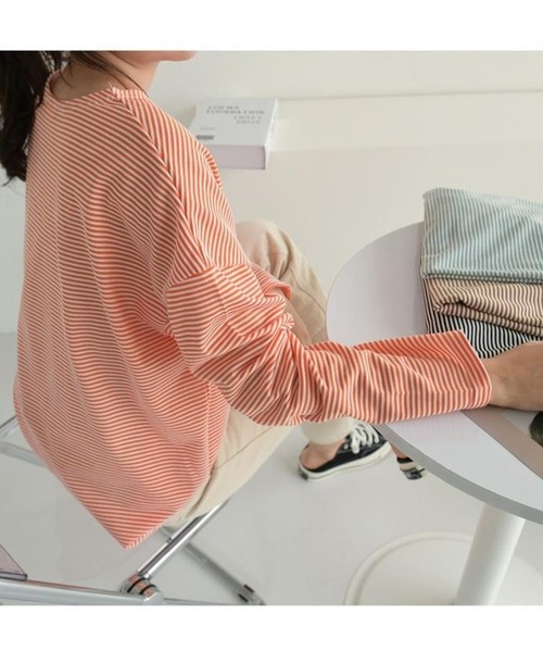 WESTSEA(ウエストシー)の「ドルマンスリーブ ボーダー 長袖Tシャツ(Tシャツ/カットソー・レディース・オレンジ/ブラック/ミント・FREE)」の21枚目の写真