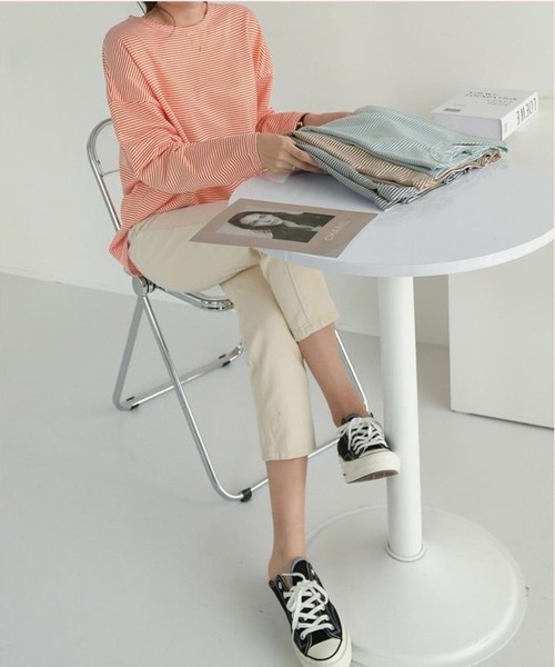 WESTSEA(ウエストシー)の「ドルマンスリーブ ボーダー 長袖Tシャツ(Tシャツ/カットソー・レディース・オレンジ/ブラック/ミント・FREE)」の19枚目の写真