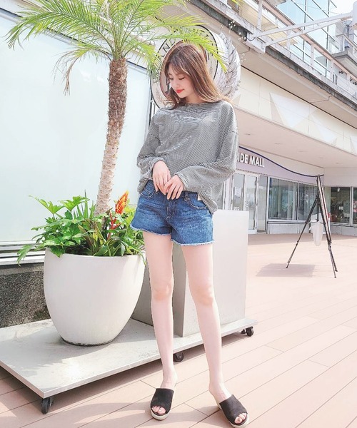 WESTSEA(ウエストシー)の「ドルマンスリーブ ボーダー 長袖Tシャツ(Tシャツ/カットソー・レディース・オレンジ/ブラック/ミント・FREE)」の13枚目の写真