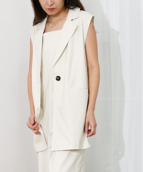 Per sist ence（パーシエンス）の「Per sist ence/パーシエンス　リネンライク　ノースリーブジャケット（その他アウター・レディース・ベージュ/ブラウン/ブルー/アイボリー/ブラック・FREE）」の11枚目の写真