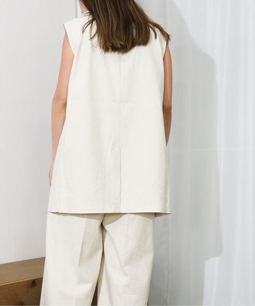Per sist ence（パーシエンス）の「Per sist ence/パーシエンス　リネンライク　ノースリーブジャケット（その他アウター・レディース・ベージュ/ブラウン/ブルー/アイボリー/ブラック・FREE）」の13枚目の写真