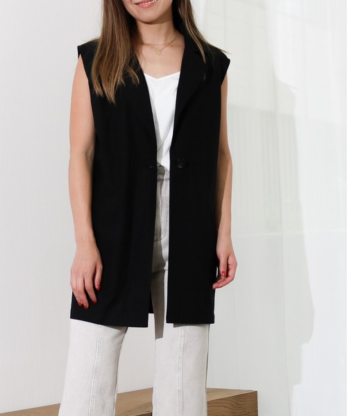 Per sist ence（パーシエンス）の「Per sist ence/パーシエンス　リネンライク　ノースリーブジャケット（その他アウター・レディース・ベージュ/ブラウン/ブルー/アイボリー/ブラック・FREE）」の15枚目の写真