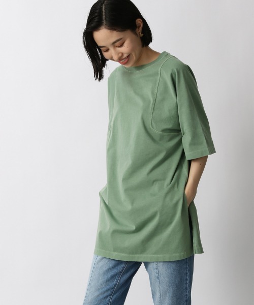 LOWRYS FARM（ローリーズファーム）の「ピグメントキリカエＳＳ　947810（Tシャツ/カットソー・レディース・チャコールグレー/パープル/オレンジ/グリーン/アイボリー・FREE）」の4枚目の写真