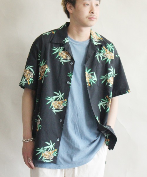 MANASTASH（マナスタッシュ）の「MANASTASH × CAL O LINE / マナスタッシュ×キャルオーライン HAWAIAN SHIRT/JUNGLE FEVER ハワイアンシャツ アロハシャツ（シャツ/ブラウス・メンズ・ホワイト/ブラック・MEDIUM/X-LARGE/LARGE）」の2枚目の写真