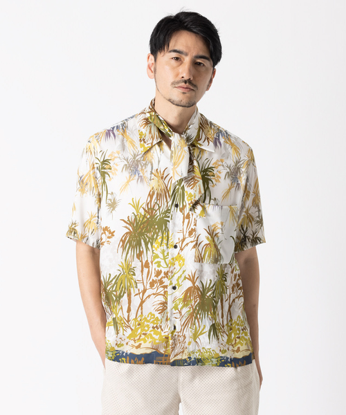 DESIGNWORKS(デザインワークス)の「イタリア PRINT 半袖 オープンカラーシャツ(シャツ/ブラウス・メンズ・ライトブラウン/ネイビー/グリーン・46/48)」の10枚目の写真