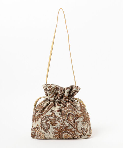 B:MING by BEAMS（ビーミングバイビームス）の「B:MING by BEAMS / ペイズリー柄 巾着バッグ（ショルダーバッグ・レディース・ブラック/ベージュ/サックスブルー・ONE SIZE）」の9枚目の写真