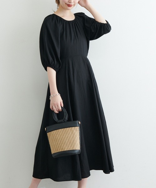 natural couture(ナチュラルクチュール)の「リネン混ねじりワンピース(ワンピース・レディース・モカ/ピンク/ブラック/グリーン・FREE)」の21枚目の写真