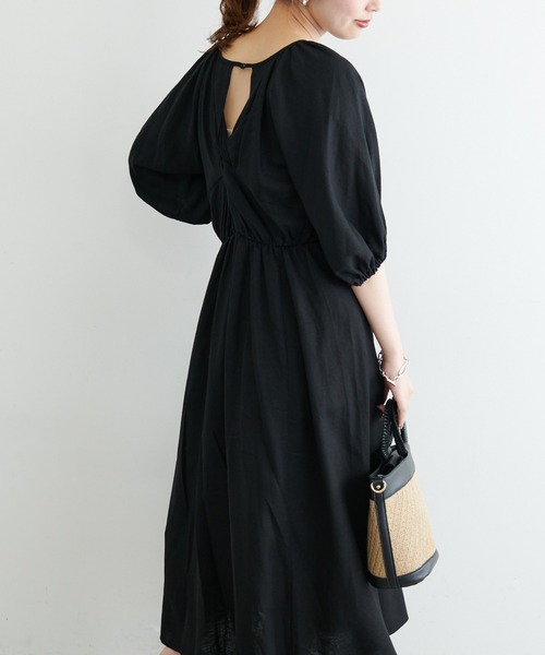 natural couture(ナチュラルクチュール)の「リネン混ねじりワンピース(ワンピース・レディース・モカ/ピンク/ブラック/グリーン・FREE)」の22枚目の写真