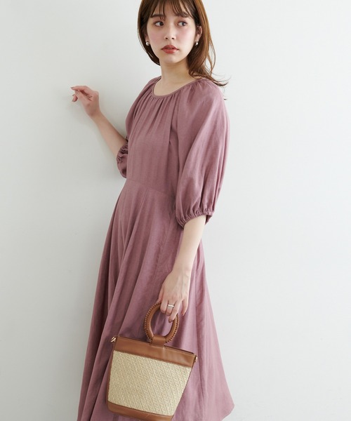 natural couture(ナチュラルクチュール)の「リネン混ねじりワンピース(ワンピース・レディース・モカ/ピンク/ブラック/グリーン・FREE)」の11枚目の写真