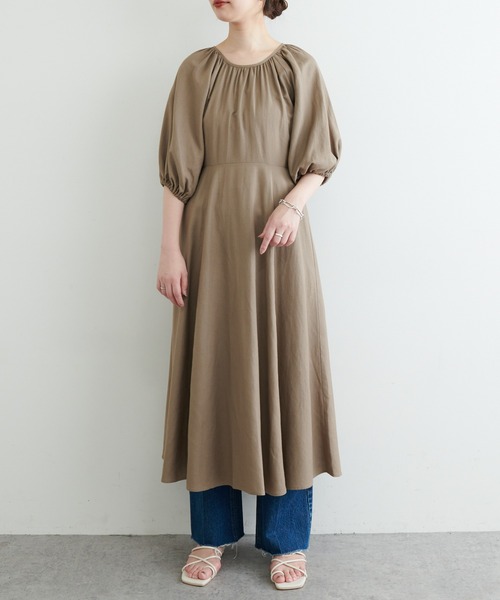 natural couture(ナチュラルクチュール)の「リネン混ねじりワンピース(ワンピース・レディース・モカ/ピンク/ブラック/グリーン・FREE)」の14枚目の写真