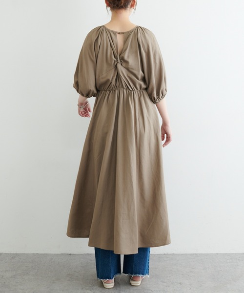 natural couture(ナチュラルクチュール)の「リネン混ねじりワンピース(ワンピース・レディース・モカ/ピンク/ブラック/グリーン・FREE)」の16枚目の写真