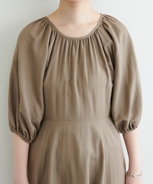 natural couture(ナチュラルクチュール)の「リネン混ねじりワンピース(ワンピース・レディース・モカ/ピンク/ブラック/グリーン・FREE)」の17枚目の写真