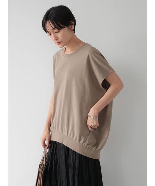 AMERICAN HOLIC(アメリカンホリック)の「ミニ裏毛フレンチスリーブコクーンカットプルオーバー(スウェット・レディース・チャコールグレー/アイボリー/モカ・M/L)」の8枚目の写真