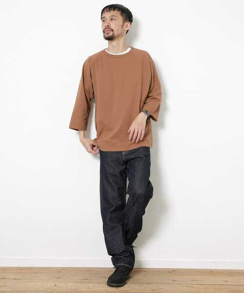 URBAN RESEARCH Sonny Label（アーバンリサーチサニーレーベル）の「『接触冷感/吸水速乾/UVカット』UR TECH ICE SUMMERラグラン七分袖Tシャツ（Tシャツ/カットソー・メンズ・ブラウン/ライトブルー/オフホワイト・MEDIUM/LARGE）」の11枚目の写真