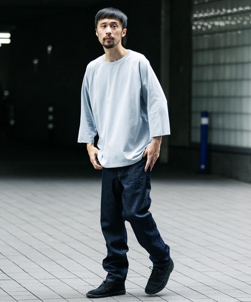 URBAN RESEARCH Sonny Label（アーバンリサーチサニーレーベル）の「『接触冷感/吸水速乾/UVカット』UR TECH ICE SUMMERラグラン七分袖Tシャツ（Tシャツ/カットソー・メンズ・ブラウン/ライトブルー/オフホワイト・MEDIUM/LARGE）」の6枚目の写真