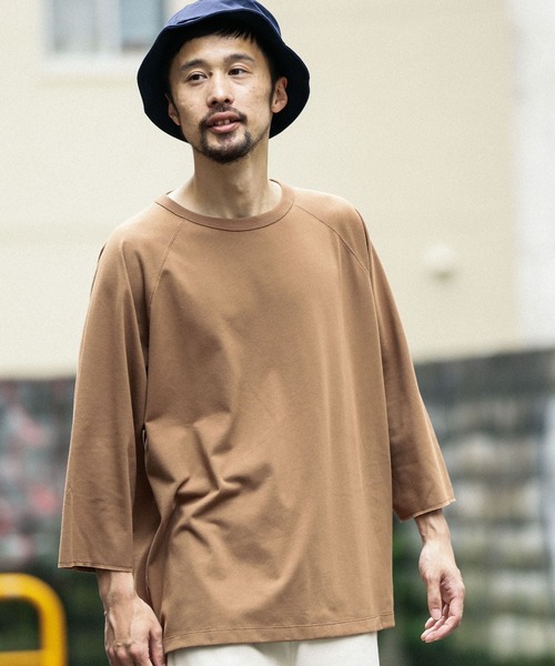 URBAN RESEARCH Sonny Label（アーバンリサーチサニーレーベル）の「『接触冷感/吸水速乾/UVカット』UR TECH ICE SUMMERラグラン七分袖Tシャツ（Tシャツ/カットソー・メンズ・ブラウン/ライトブルー/オフホワイト・MEDIUM/LARGE）」の2枚目の写真