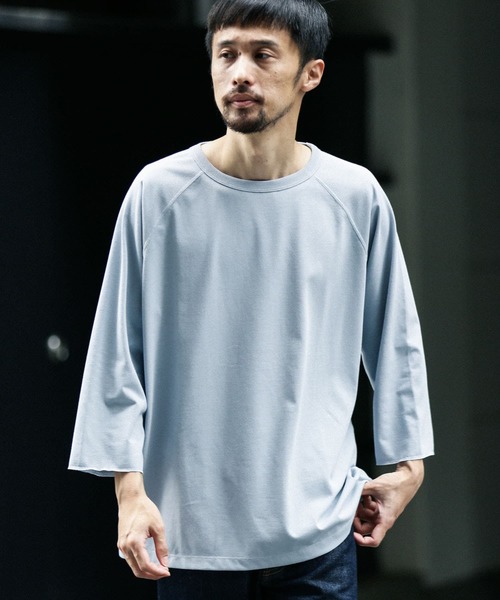 URBAN RESEARCH Sonny Label（アーバンリサーチサニーレーベル）の「『接触冷感/吸水速乾/UVカット』UR TECH ICE SUMMERラグラン七分袖Tシャツ（Tシャツ/カットソー・メンズ・ブラウン/ライトブルー/オフホワイト・MEDIUM/LARGE）」の3枚目の写真
