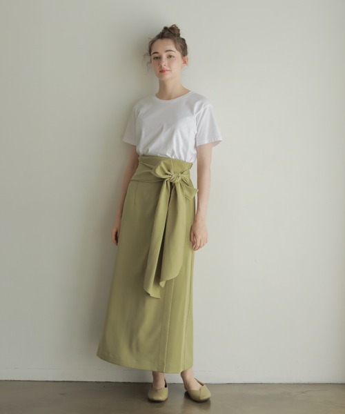 onetome（ワントゥーミー）の「ロングラップスカート（スカート・レディース・ベージュ/グリーン・FREE）」の20枚目の写真