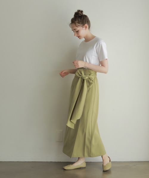 onetome（ワントゥーミー）の「ロングラップスカート（スカート・レディース・ベージュ/グリーン・FREE）」の21枚目の写真