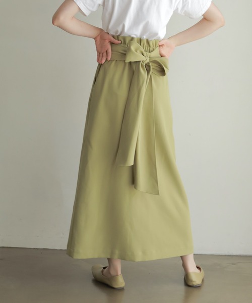 onetome（ワントゥーミー）の「ロングラップスカート（スカート・レディース・ベージュ/グリーン・FREE）」の15枚目の写真