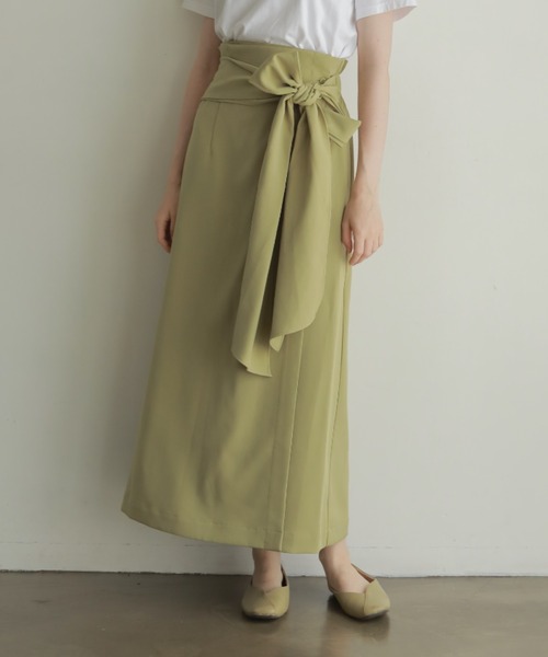onetome（ワントゥーミー）の「ロングラップスカート（スカート・レディース・ベージュ/グリーン・FREE）」の13枚目の写真