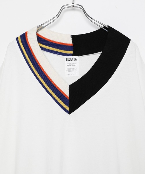 LEGENDA（レジェンダ）の「レジェンダ クレイジーパターン VネックTシャツ / LEGENDA Crazy Pattern V-Neck T-Shirt（Tシャツ/カットソー・レディース・ホワイト/ブラック・FREE）」の3枚目の写真