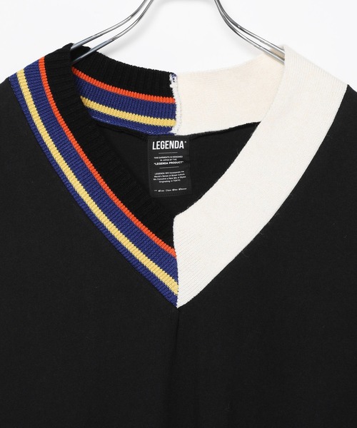 LEGENDA（レジェンダ）の「レジェンダ クレイジーパターン VネックTシャツ / LEGENDA Crazy Pattern V-Neck T-Shirt（Tシャツ/カットソー・レディース・ホワイト/ブラック・FREE）」の4枚目の写真