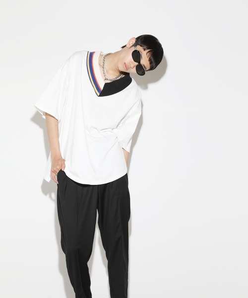 LEGENDA（レジェンダ）の「レジェンダ クレイジーパターン VネックTシャツ / LEGENDA Crazy Pattern V-Neck T-Shirt（Tシャツ/カットソー・レディース・ホワイト/ブラック・FREE）」の22枚目の写真