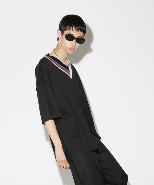 LEGENDA（レジェンダ）の「レジェンダ クレイジーパターン VネックTシャツ / LEGENDA Crazy Pattern V-Neck T-Shirt（Tシャツ/カットソー・レディース・ホワイト/ブラック・FREE）」の17枚目の写真