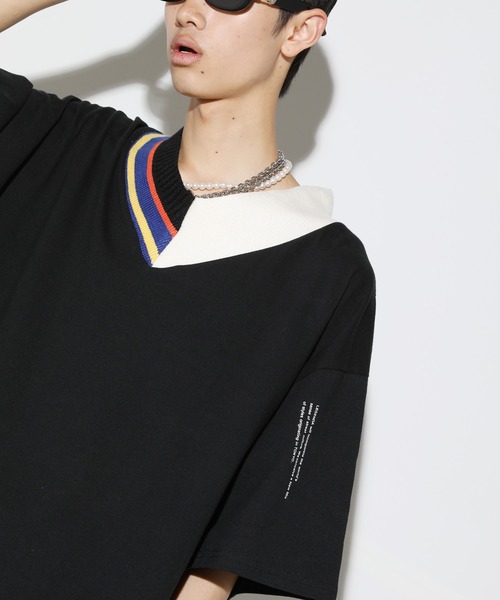 LEGENDA（レジェンダ）の「レジェンダ クレイジーパターン VネックTシャツ / LEGENDA Crazy Pattern V-Neck T-Shirt（Tシャツ/カットソー・レディース・ホワイト/ブラック・FREE）」の16枚目の写真