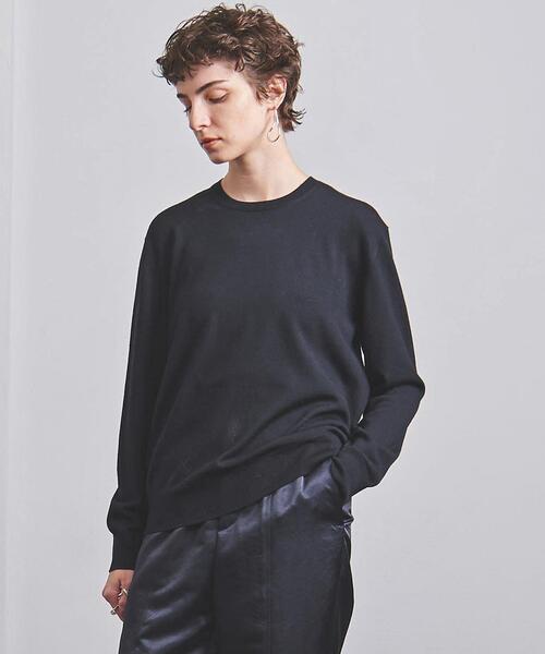 UNITED ARROWS(ユナイテッドアローズ)の「<UNITED ARROWS>クルーネック ロングスリーブニット G(ニット/セーター・レディース・ネイビー/ピンク・フリー)」の2枚目の写真